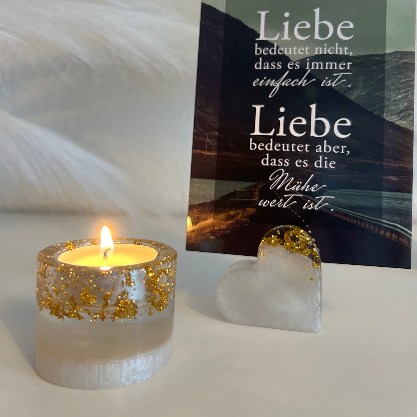 Gedenkset – Teelicht & Fotohalter aus Epoxidharz